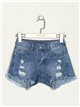 High waist beaded denim shorts azul (XS-XL)