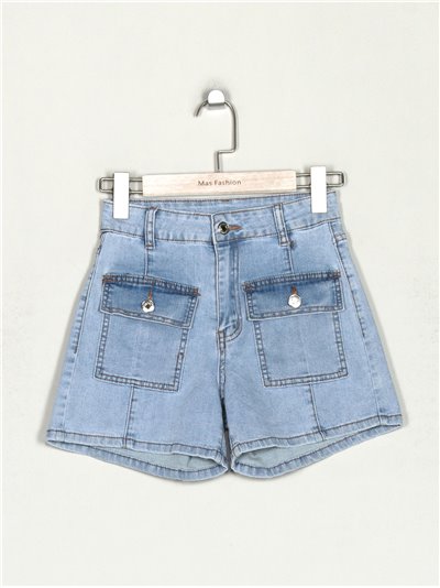 High waist denim shorts azul-claro (XS-XL)