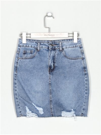 Denim ripped mini skirt (XS-XXL)