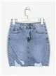 Denim ripped mini skirt (XS-XXL)