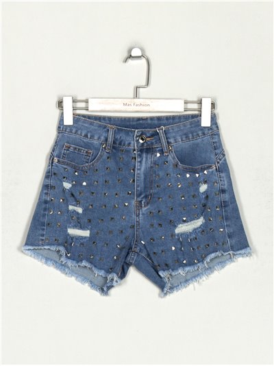 High waist studded denim shorts azul (XS-XL)