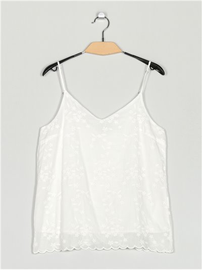 Embroidered cotton top blanco (S-L)