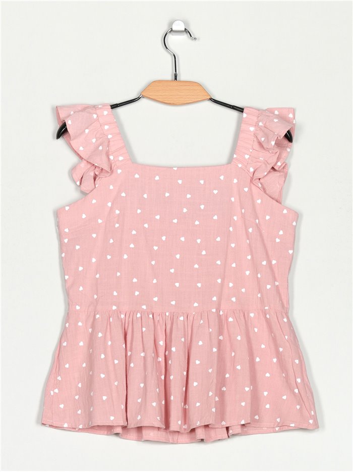 Heart top with ruffle trims (S-L)