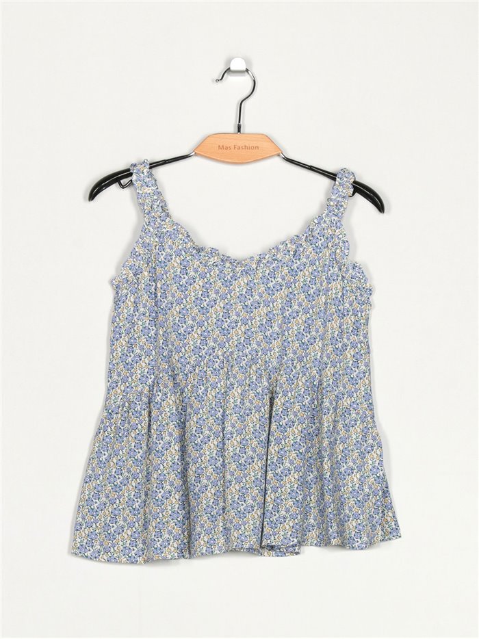 Floral top with ruffle trims (S-M-L)