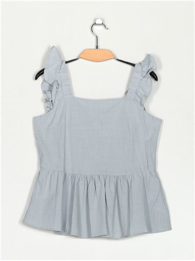 Top with ruffle trims (S-L)