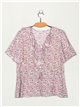 Floral print blouse with ruffle trims (M-L-XL)