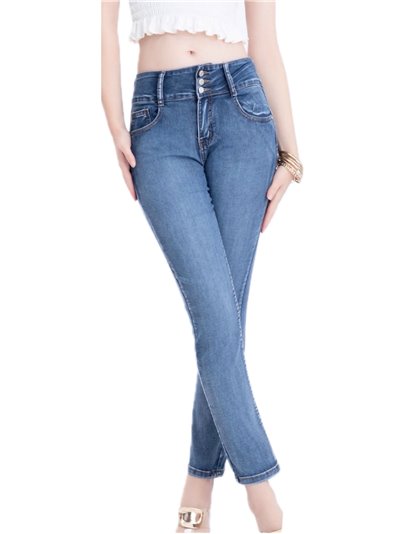 Jeans skinny tiro alto azul (XS-XL)