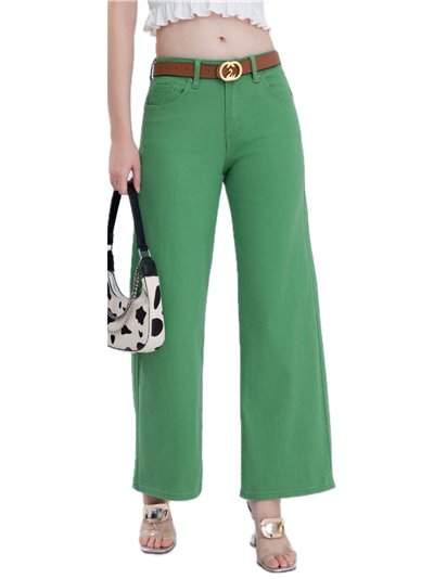 Jeans rectos cinturón verde (S-XXL)
