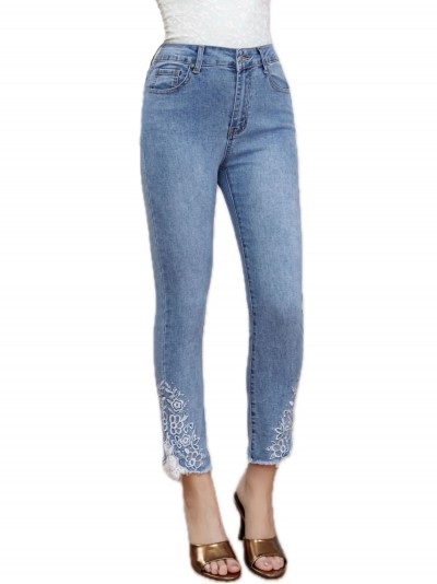 Embroidered jeans with lace azul (S-XXL)