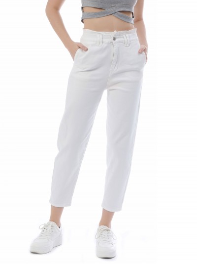 Jeans paper bag blanco (XS-XL)