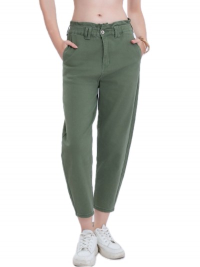 Paperbag jeans verde (XS-XL)