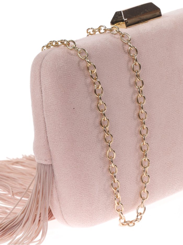 Clutch fiesta antelina flecos rosa