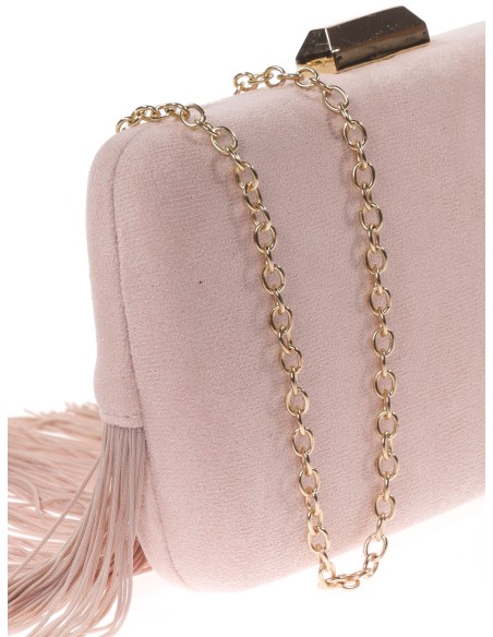 Clutch fiesta antelina flecos rosa