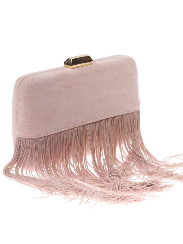 Clutch fiesta antelina flecos rosa