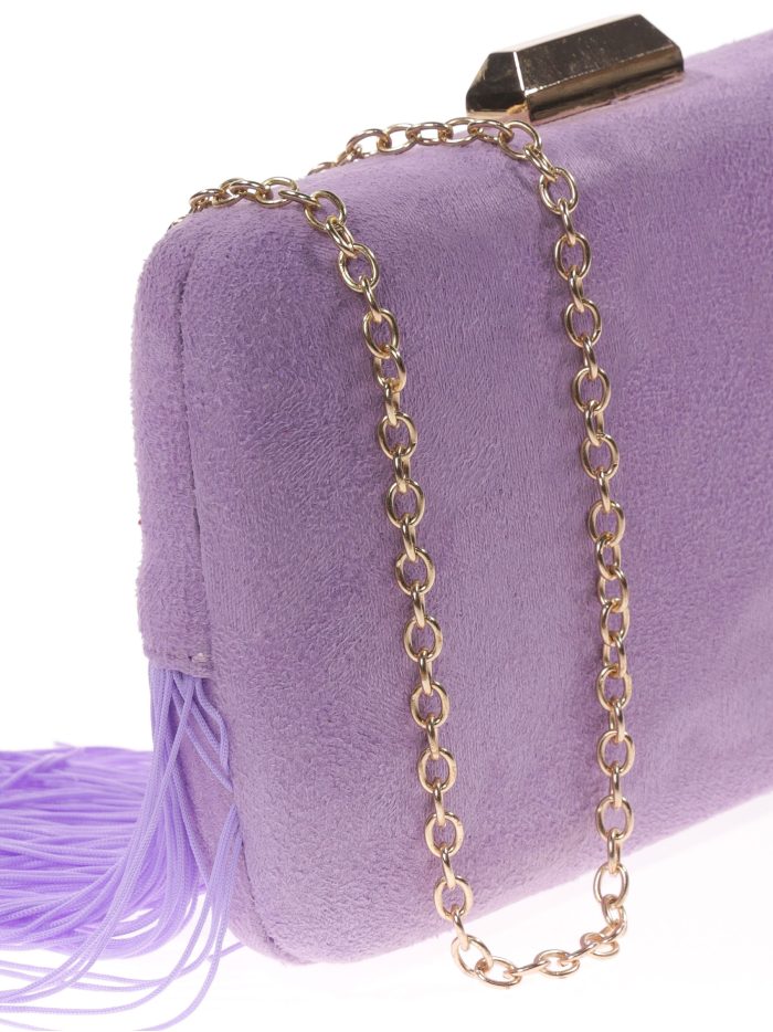 Fringed suede effect clutch violeta
