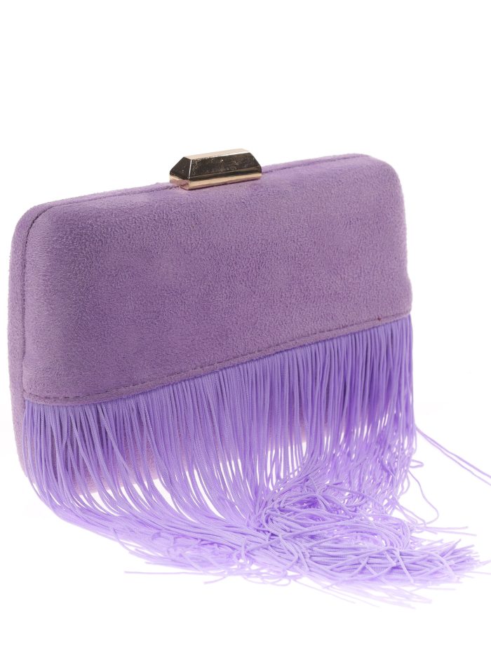 Fringed suede effect clutch violeta