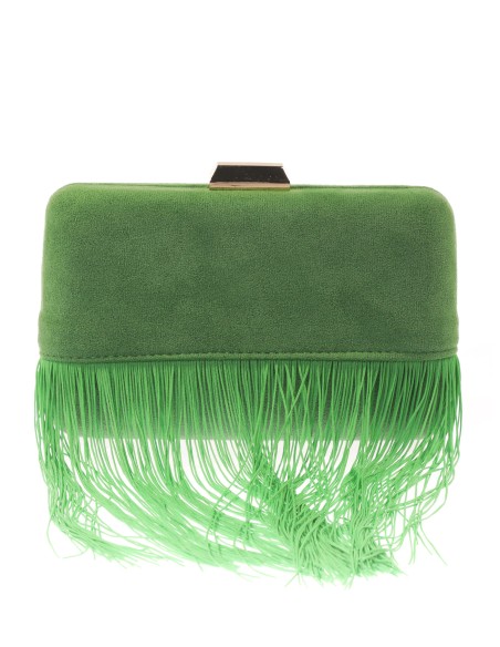 Clutch fiesta antelina flecos verde