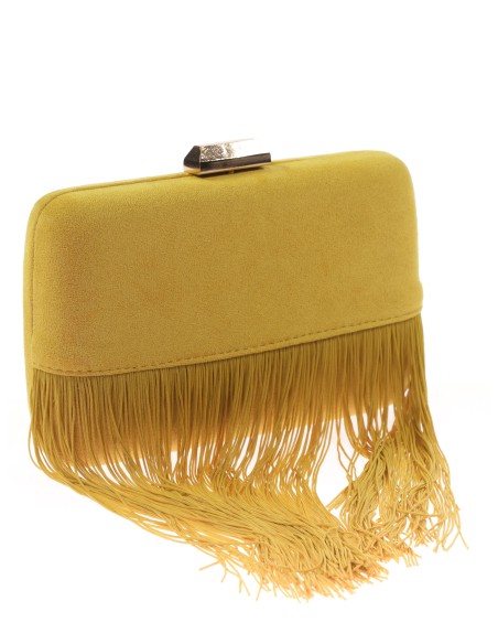 Clutch fiesta antelina flecos mostaza