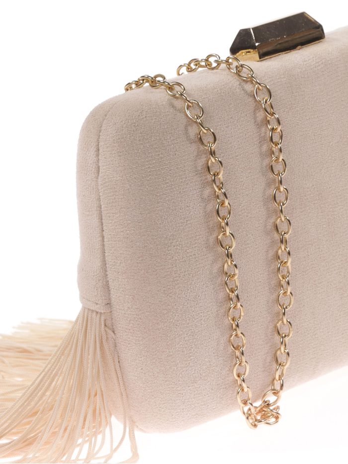 Clutch fiesta antelina flecos beige
