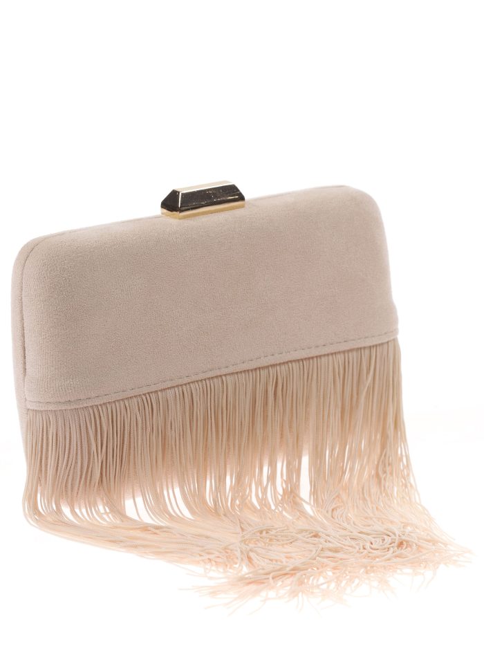 Clutch fiesta antelina flecos beige