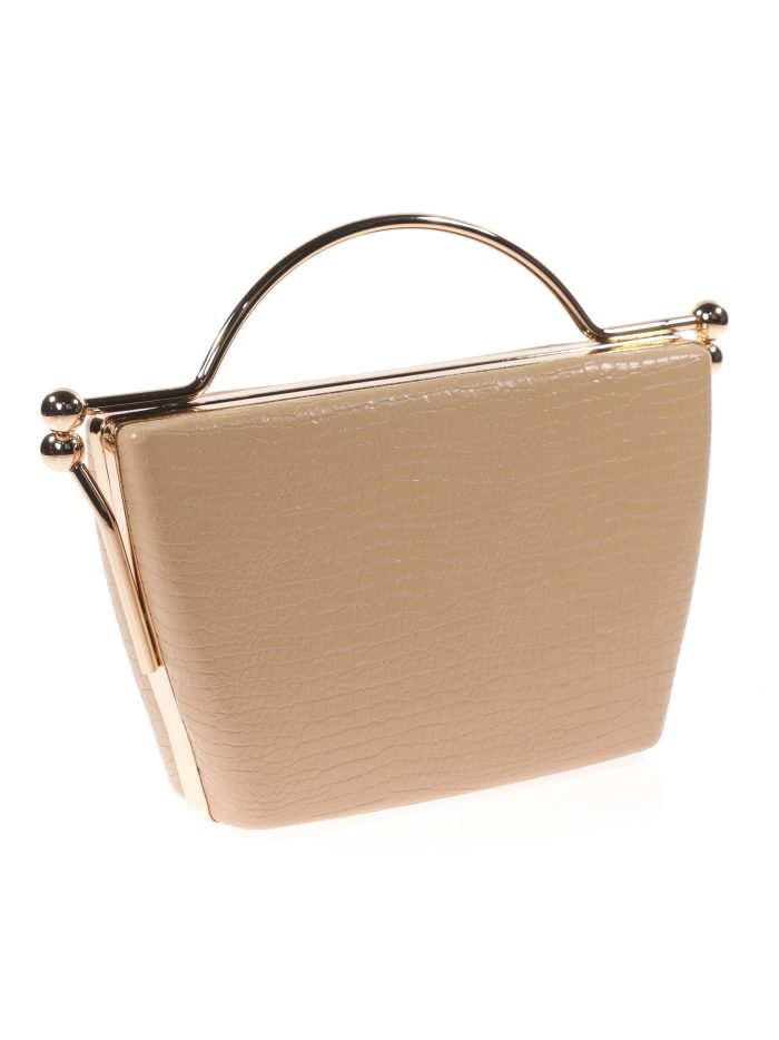 Mock croc print clutch camel