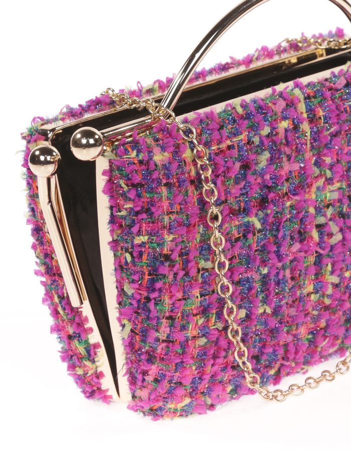 Clutch da festa in tweed fucsia