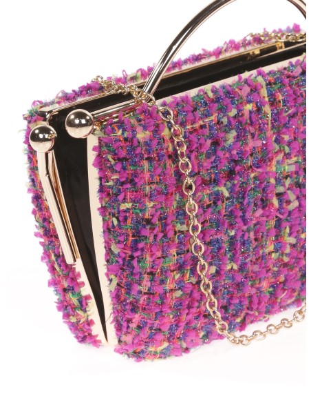 Clutch fiesta tweed fucsia