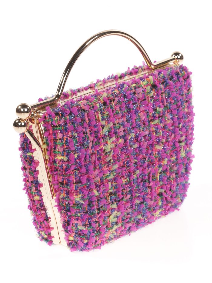 Clutch da festa in tweed fucsia