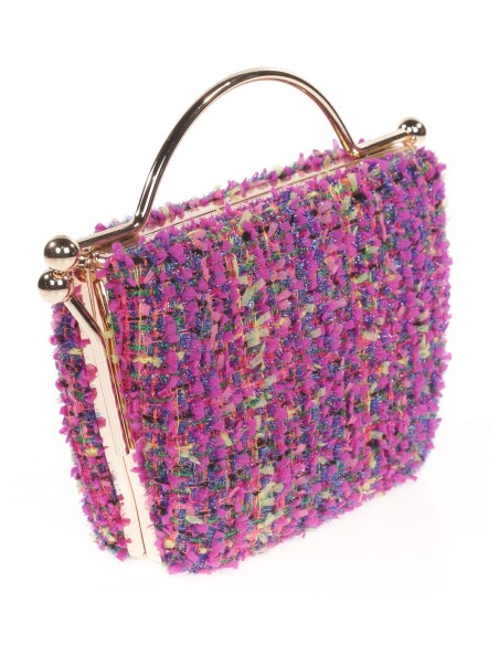 Clutch fiesta tweed fucsia