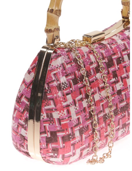 Clutch fiesta rafia asa bambú multi-buganvilla