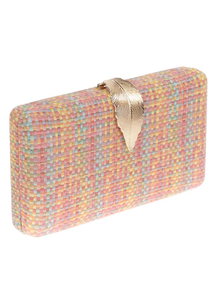 Faux leather clutch naranja