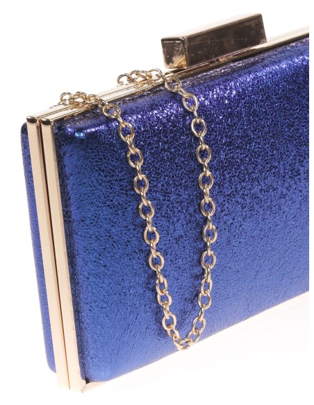 Shiny fabric clutch azulon