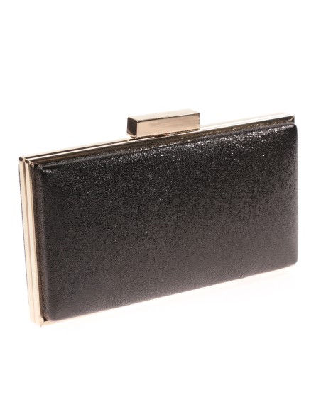 Shiny fabric clutch negro