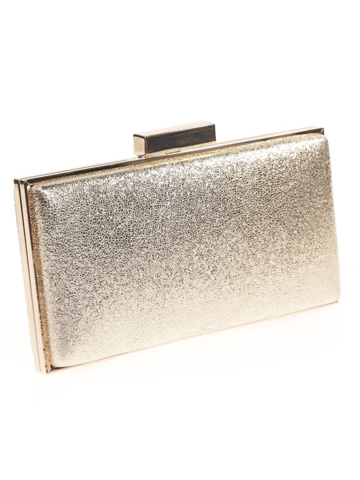 Shiny fabric clutch oro-claro