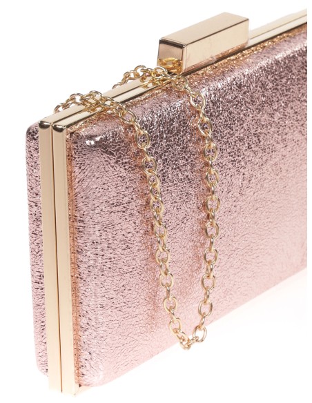 Shiny fabric clutch rosa