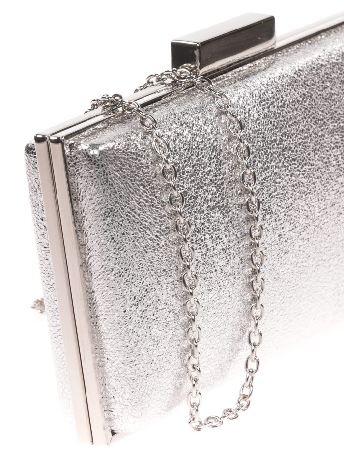 Shiny fabric clutch plata