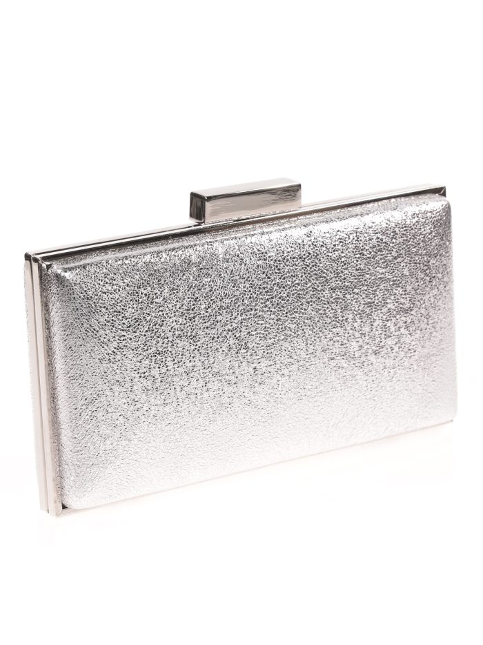 Shiny fabric clutch plata