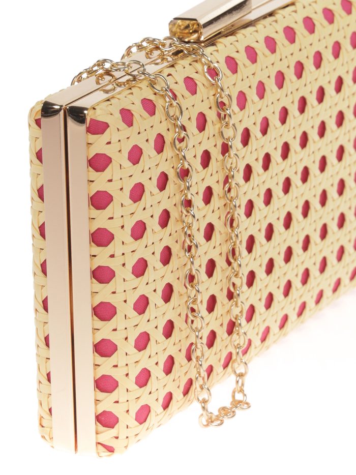 Clutch fiesta rafia fucsia