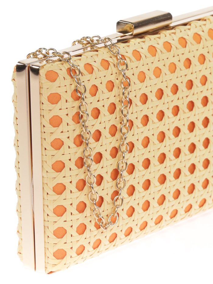 Orangefarbene Rafia-Party-Clutch