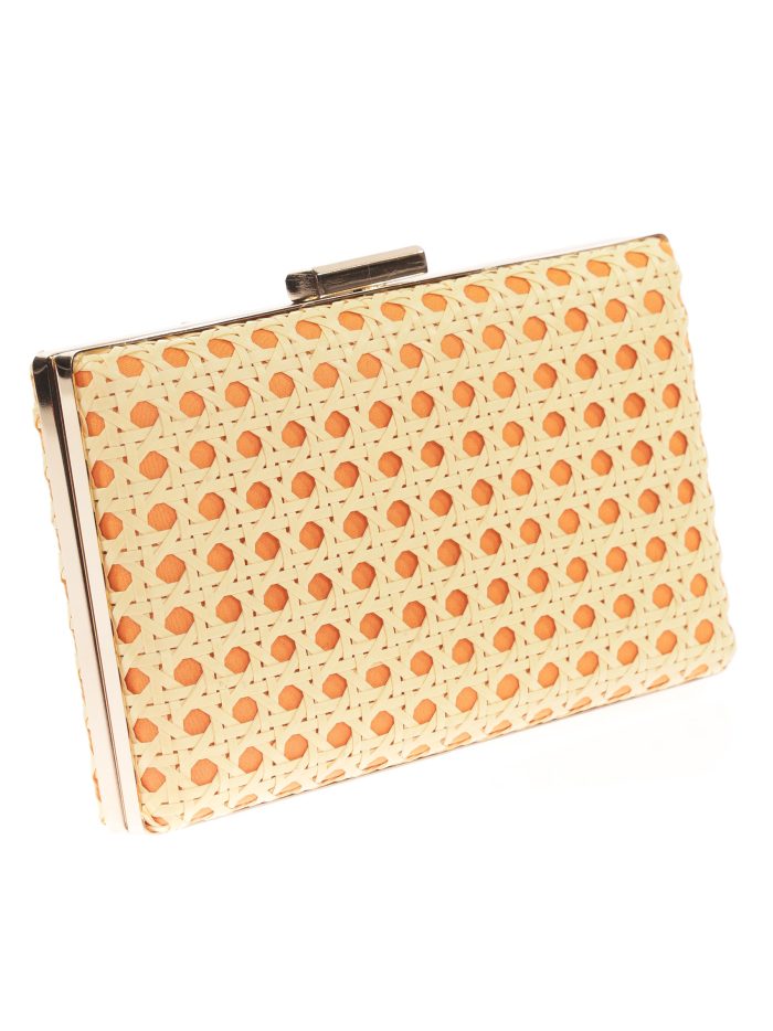 Orangefarbene Rafia-Party-Clutch