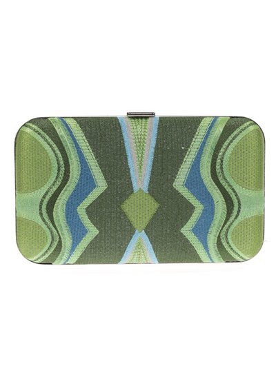 Embroidered clutch verde