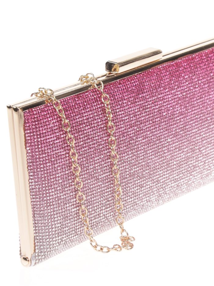 Clutch fiesta pedrería fucsia