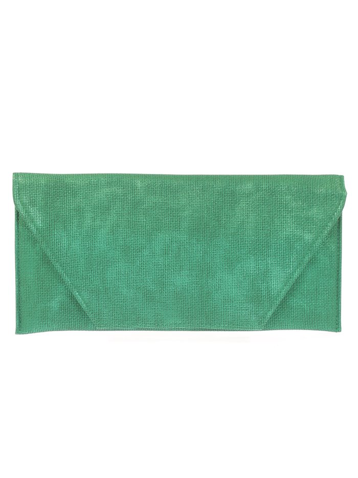 Faux leather clutch verde