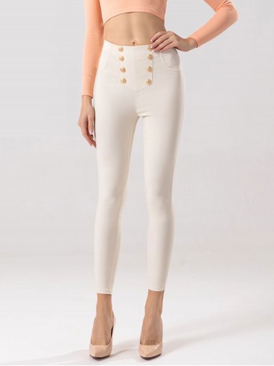 High waist superskinny trousers beis
