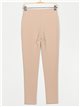 Stretch trousers with hearts camel