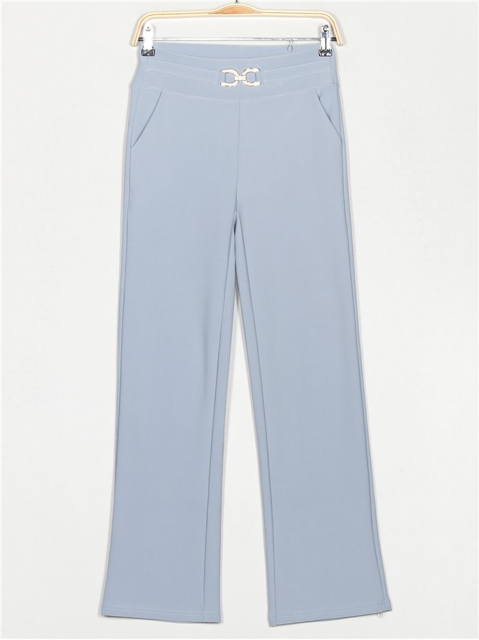 Straight leg trousers with metallic detail azul