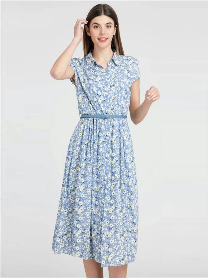 Floral printed shirt dress azul