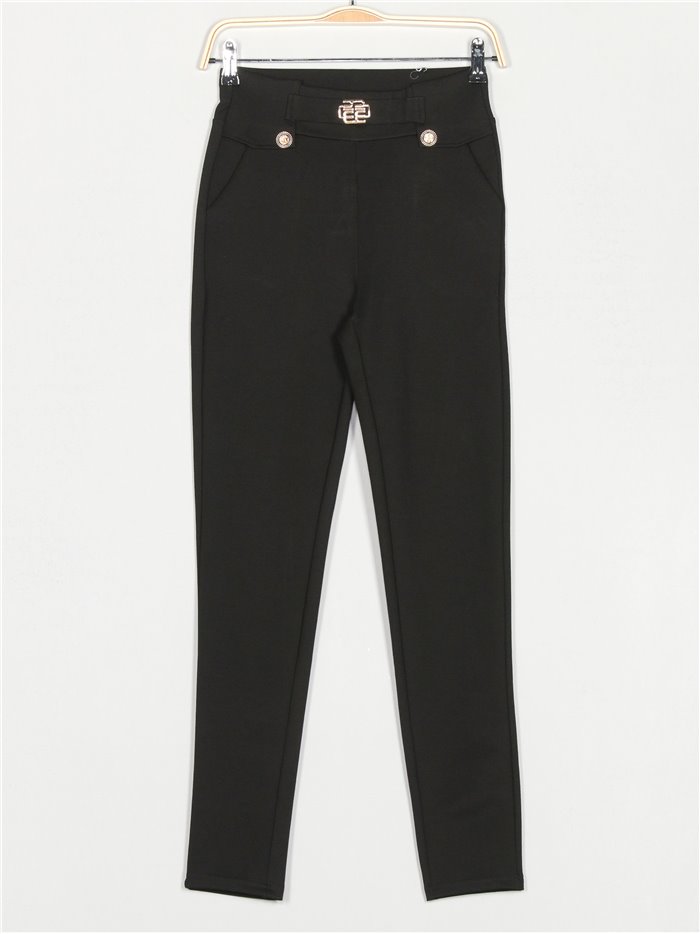 Stretch trousers with metallic detail negro