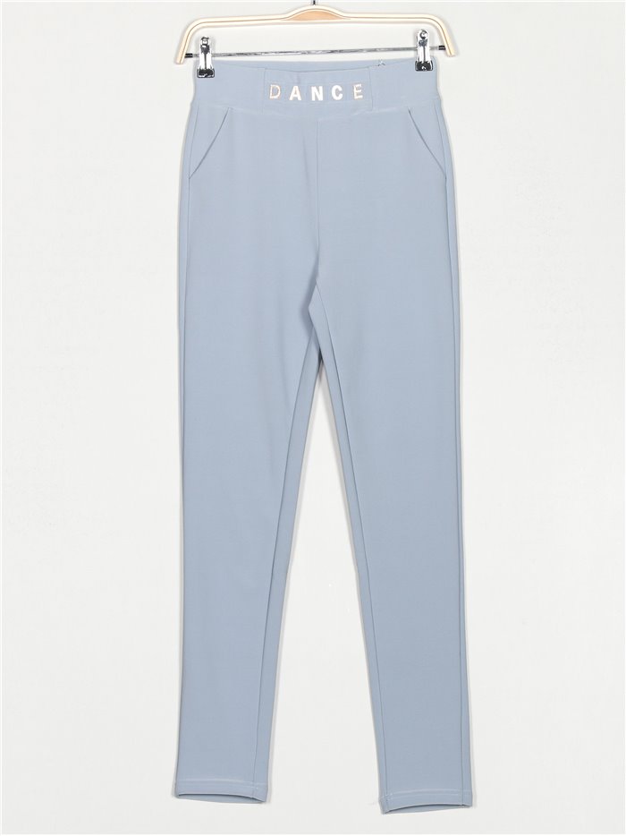 Stretch trousers with rhinestone azul