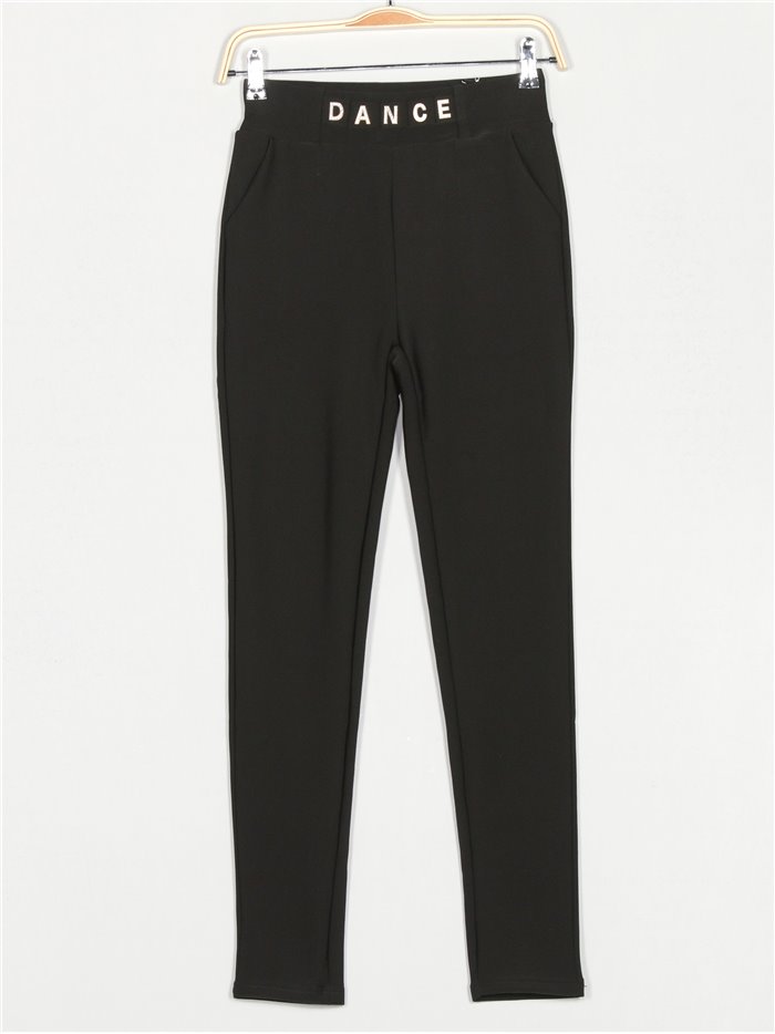 Stretch trousers with rhinestone negro